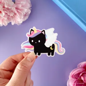 Magical Black Cat Pegasus Vinyl Sticker