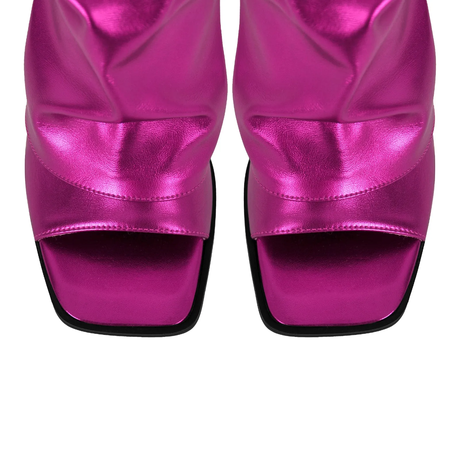 Metallic Open Toe Wedge Heel Boots