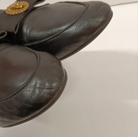 Michael Kors Rory Lion Head  Genuine Leather Loafer Black w Gold Size 7.5M