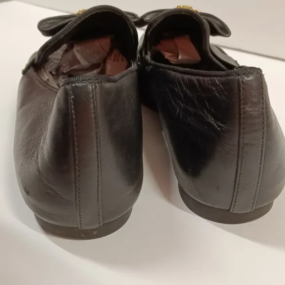Michael Kors Rory Lion Head  Genuine Leather Loafer Black w Gold Size 7.5M