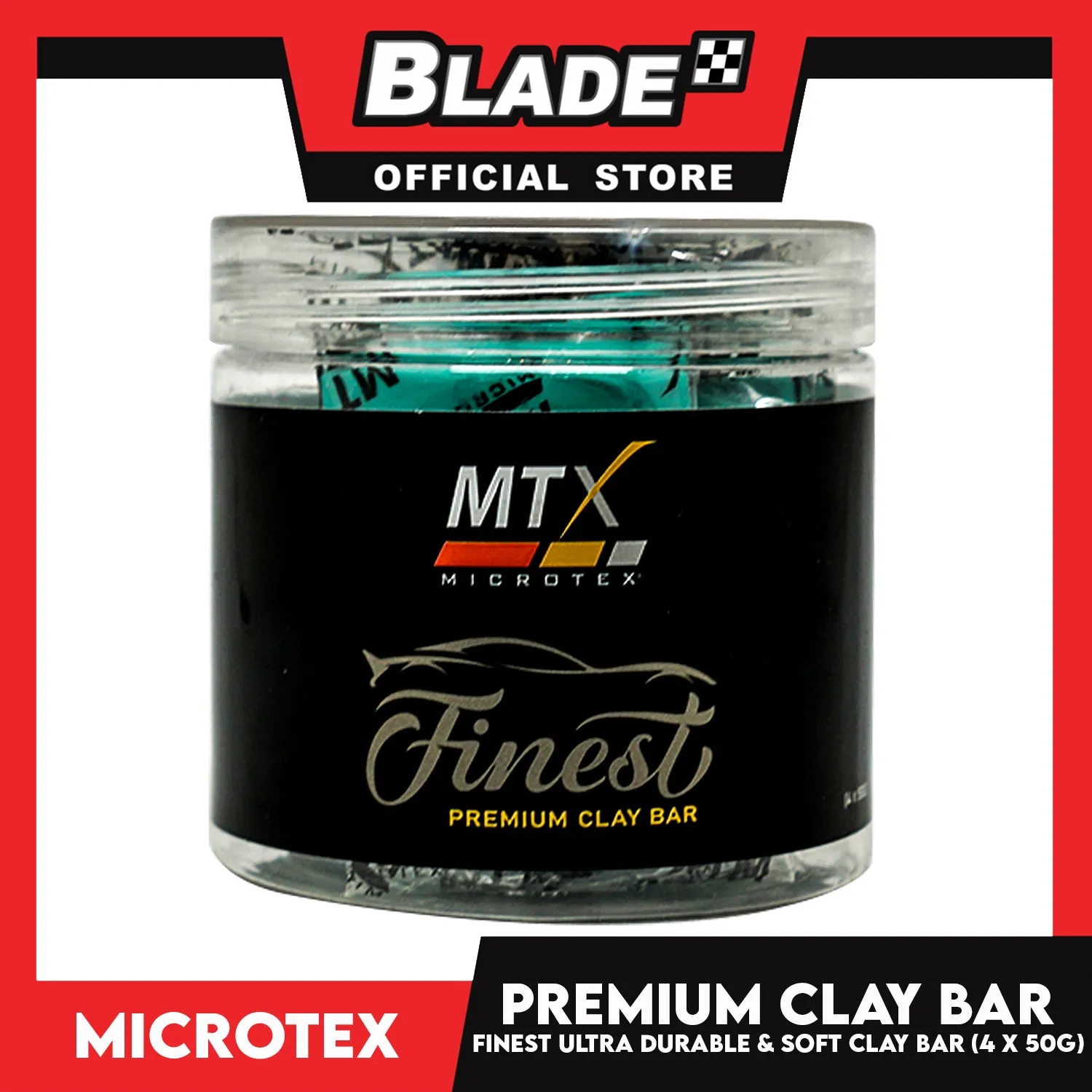 Microtex Finest Premium Clay Bar (4 x 50g) Ultra Durable Soft Smooths Cleans And Revives