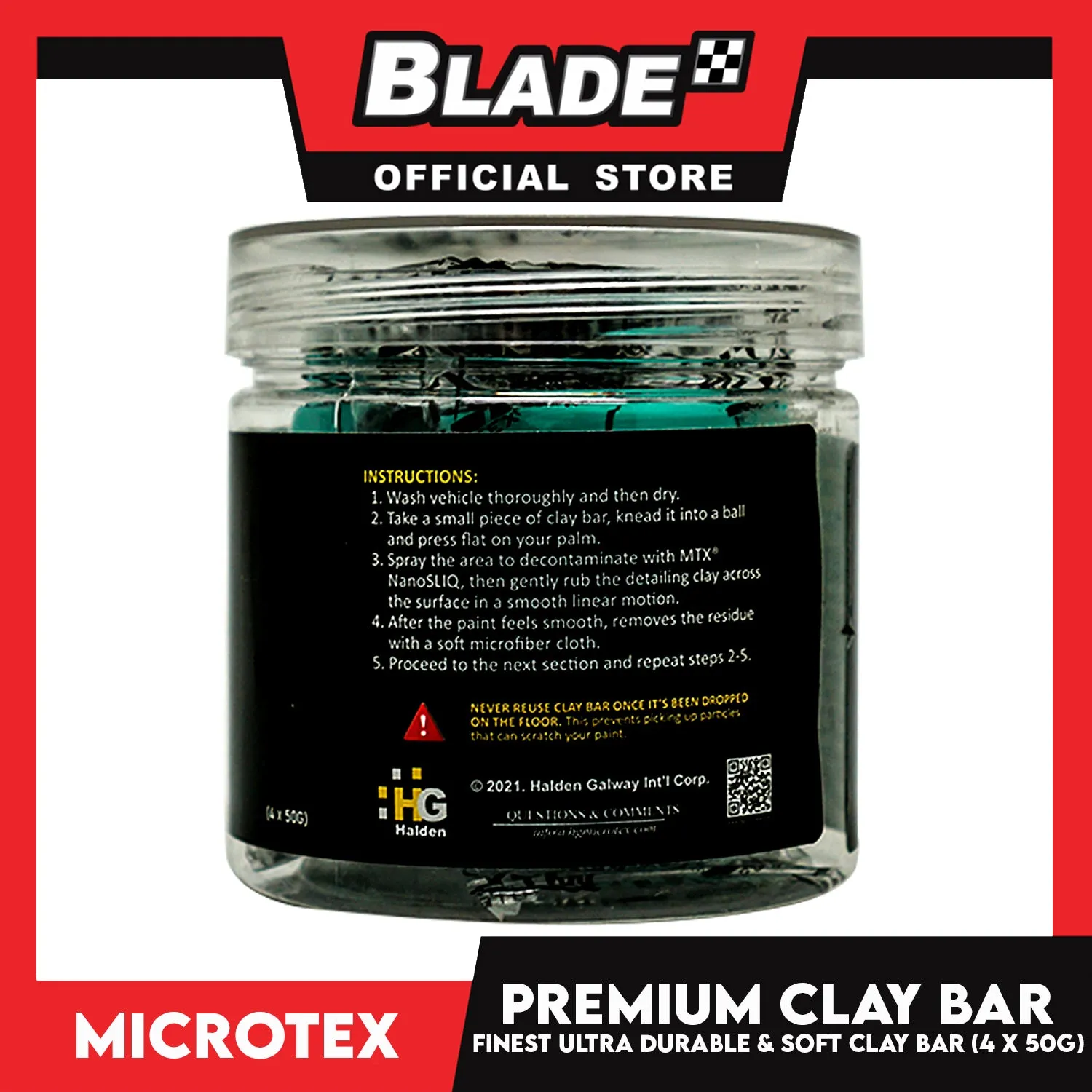 Microtex Finest Premium Clay Bar (4 x 50g) Ultra Durable Soft Smooths Cleans And Revives