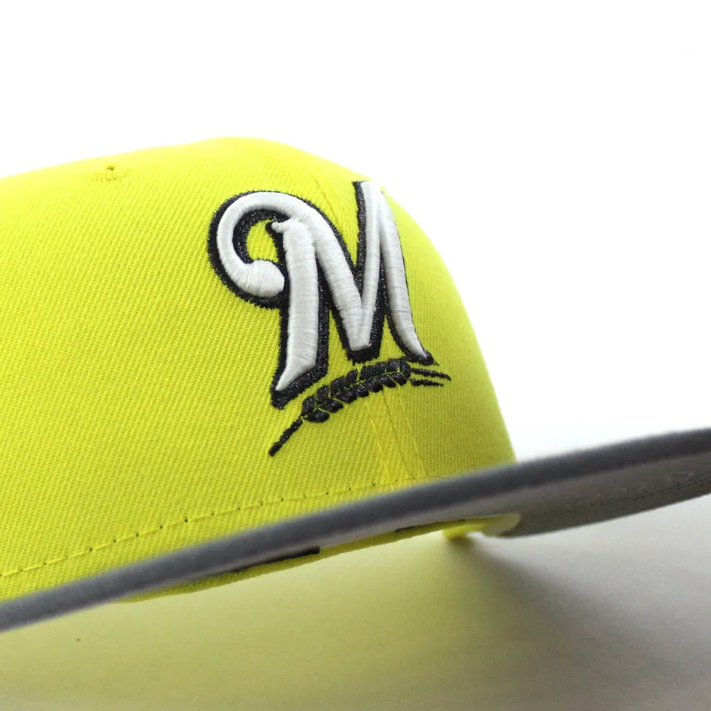 Milwaukee Brewers 2002 All Star Game New Era 59Fifty Fitted Hat (GITD Soft Yellow Stone Gray Gray Under Brim)