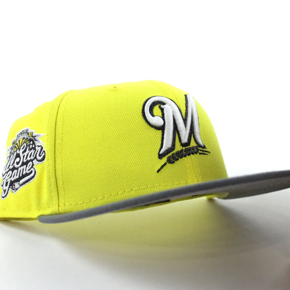Milwaukee Brewers 2002 All Star Game New Era 59Fifty Fitted Hat (GITD Soft Yellow Stone Gray Gray Under Brim)