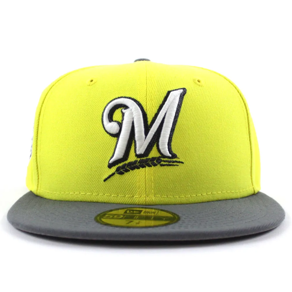 Milwaukee Brewers 2002 All Star Game New Era 59Fifty Fitted Hat (GITD Soft Yellow Stone Gray Gray Under Brim)