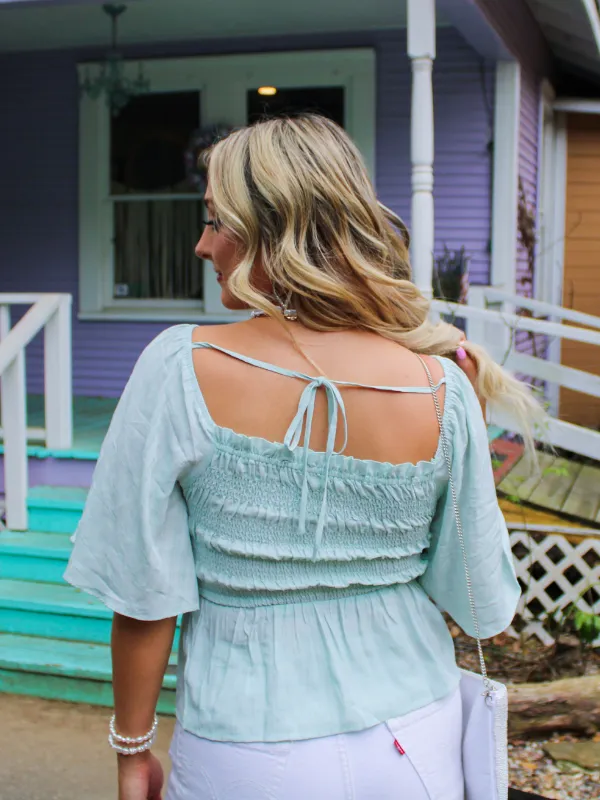 Mint For You Peplum Top, Light Sage