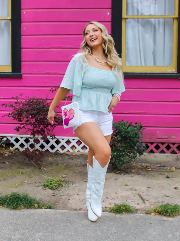 Mint For You Peplum Top, Light Sage