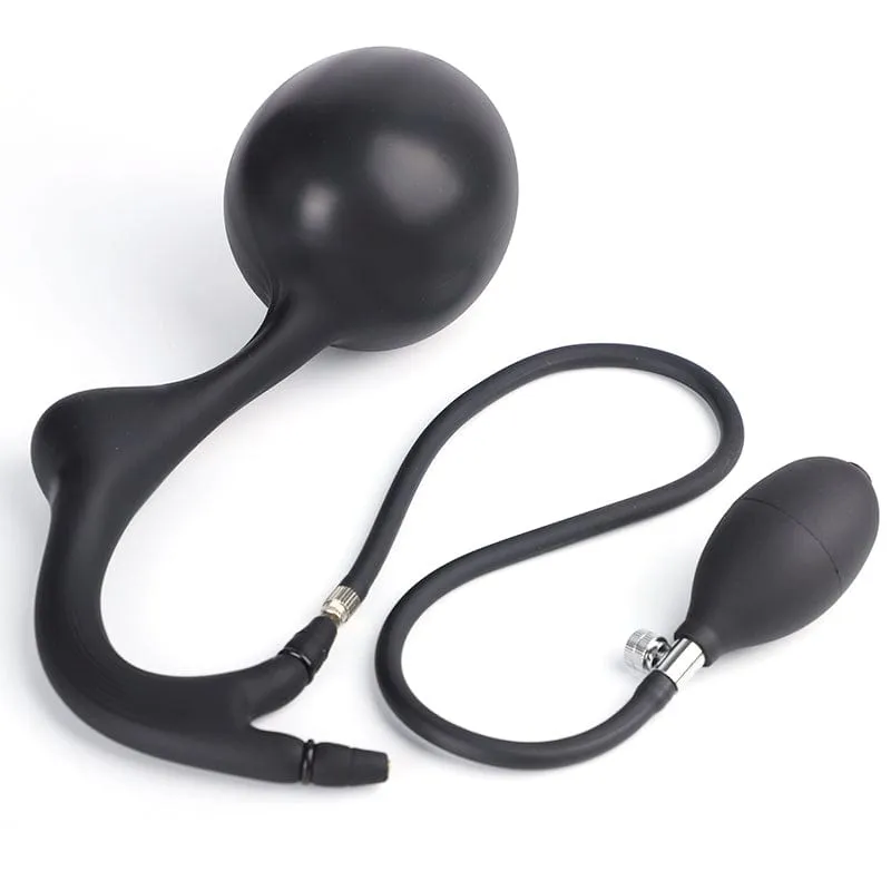 MRIMIN Inflatable Anal Plug Double Headed Body-Safe Tail Plugs Butt Silicone Training Sex Toys for Male, Female and Beginners, Steel Ball Included