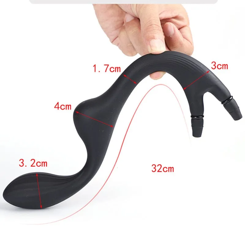 MRIMIN Inflatable Anal Plug Double Headed Body-Safe Tail Plugs Butt Silicone Training Sex Toys for Male, Female and Beginners, Steel Ball Included