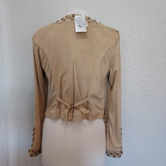 NEW Alberto Makali Camel Tan Studded Open Cardigan Size M