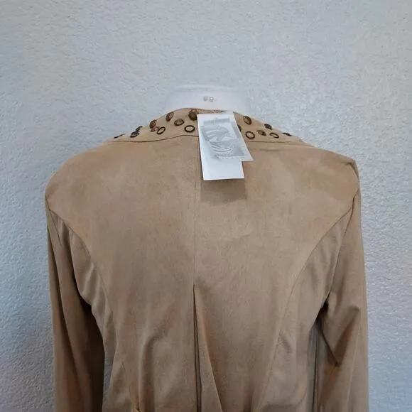 NEW Alberto Makali Camel Tan Studded Open Cardigan Size M