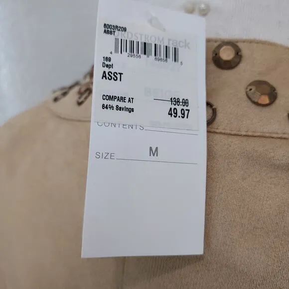 NEW Alberto Makali Camel Tan Studded Open Cardigan Size M
