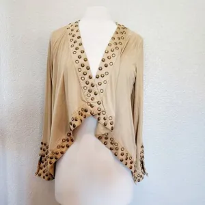 NEW Alberto Makali Camel Tan Studded Open Cardigan Size M