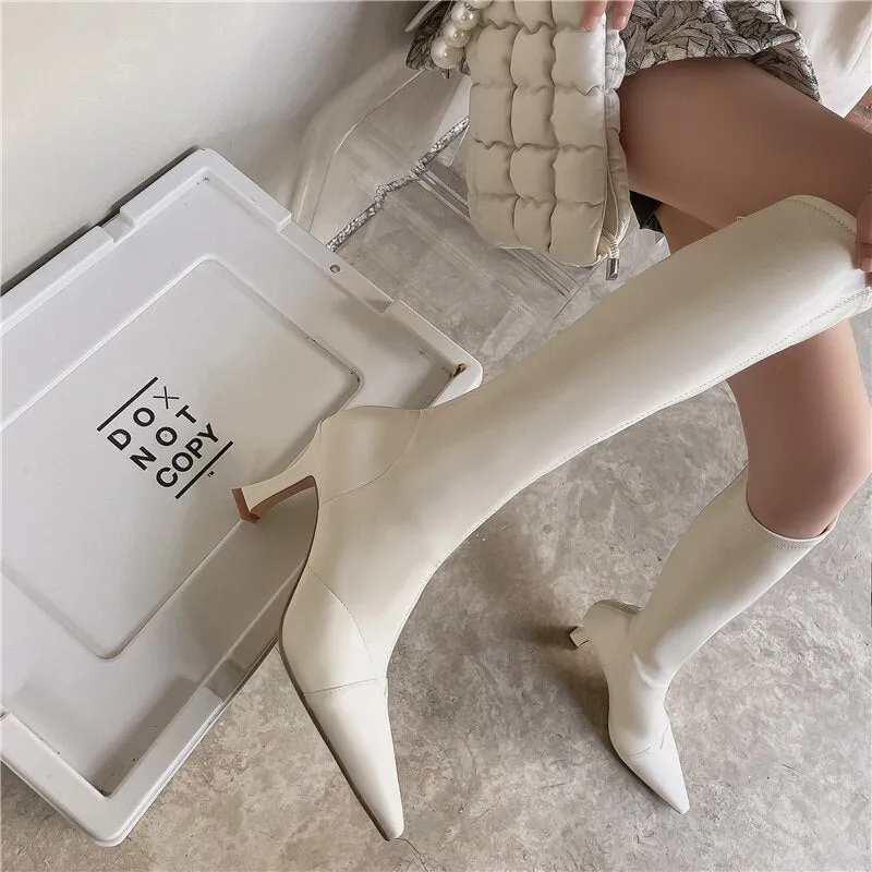 new Autumn and winter Women knee-high boots Microfiber stretch boots