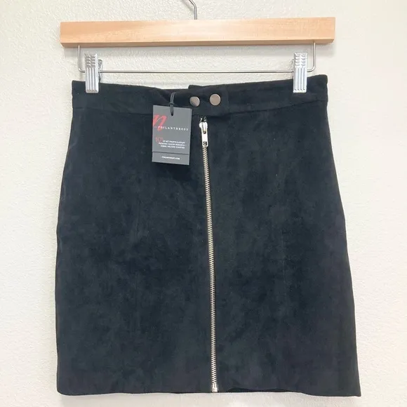 NWT! n:Philanthropy Black Faux Suede Mini Skirt