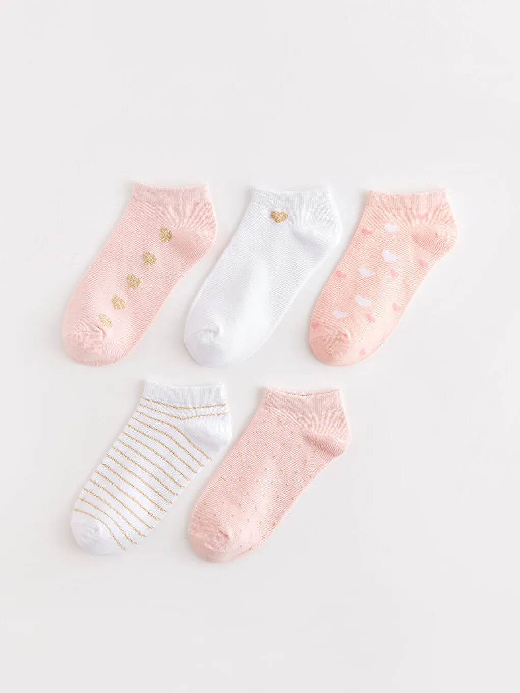 Patterned Girl's Booties Socks 5-pack