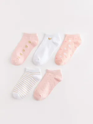Patterned Girl's Booties Socks 5-pack