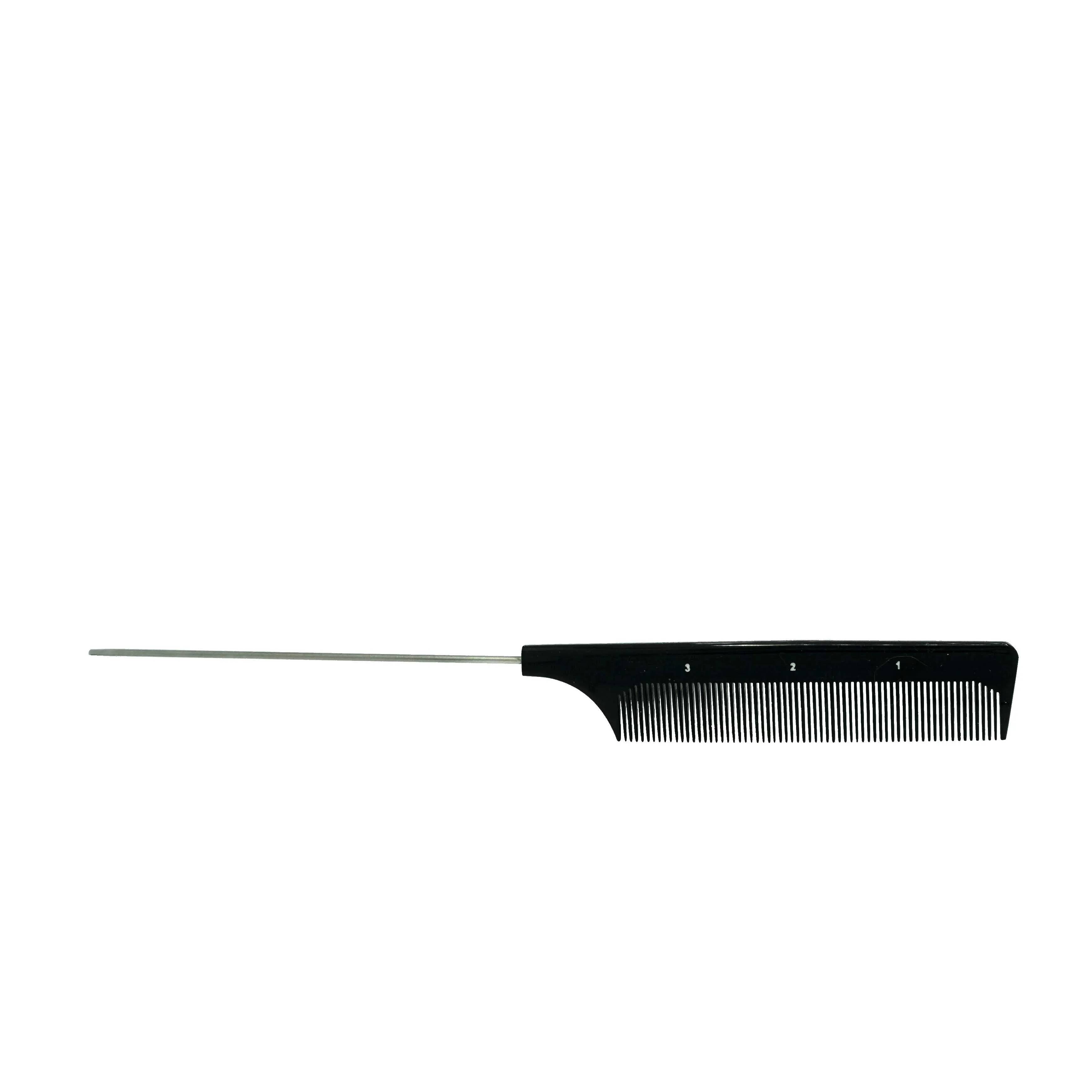 Pegasus 103, 9.5in Hard Rubber Fine Tooth Pintail Comb, Smooth Edges, Anti Static, Heat and Chemically Resistant, Stainless Steel Pin, Great for Parting, Coloring Hair | Peines de goma dura - Black