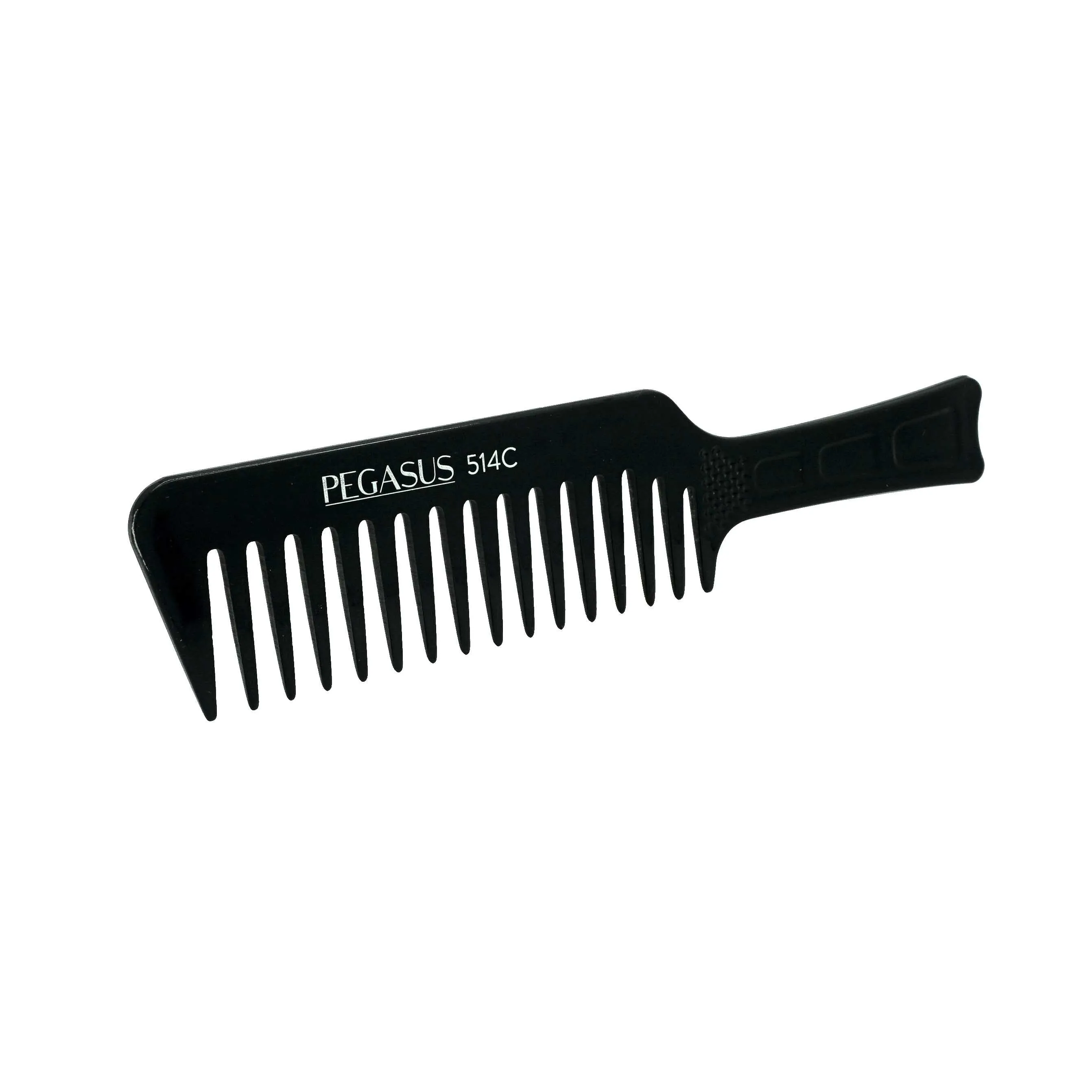 Pegasus 514C, 8.75in Hard Rubber Course Tooth Flattop Butch Comb, Handmade, Seamless, Smooth Edges, Anti Static, Heat and Chemically Resistant Comb | Peines de goma dura - Black