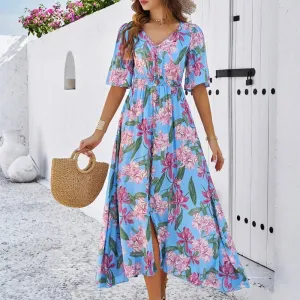 Phoebe™ | Boho Linen Midi Dress