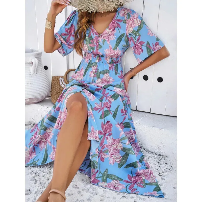Phoebe™ | Boho Linen Midi Dress