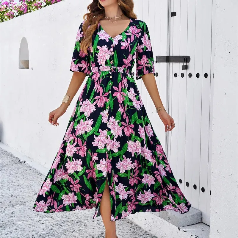 Phoebe™ | Boho Linen Midi Dress