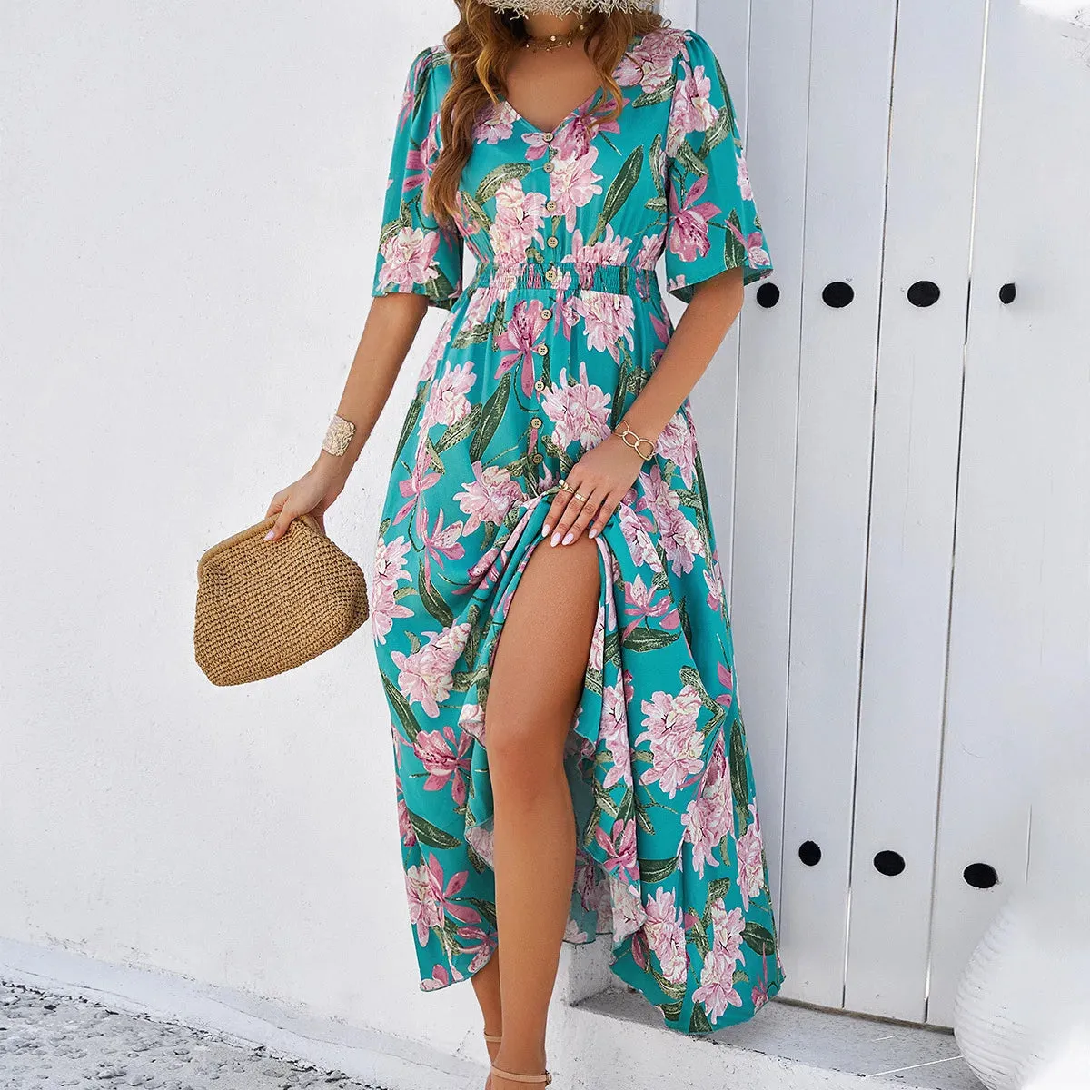 Phoebe™ | Boho Linen Midi Dress