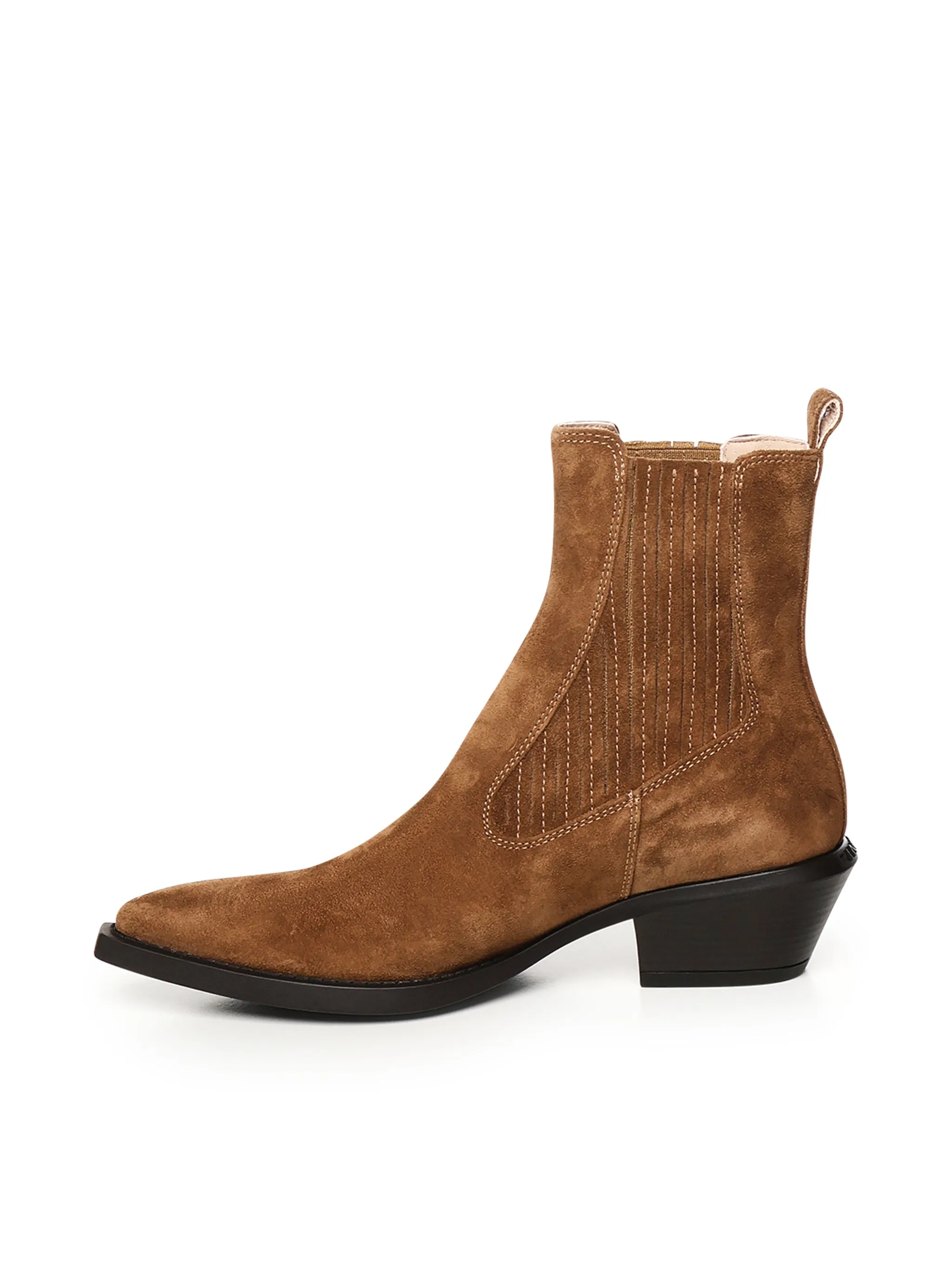 Pinko Brown Suede Ankle Cowboy Boots