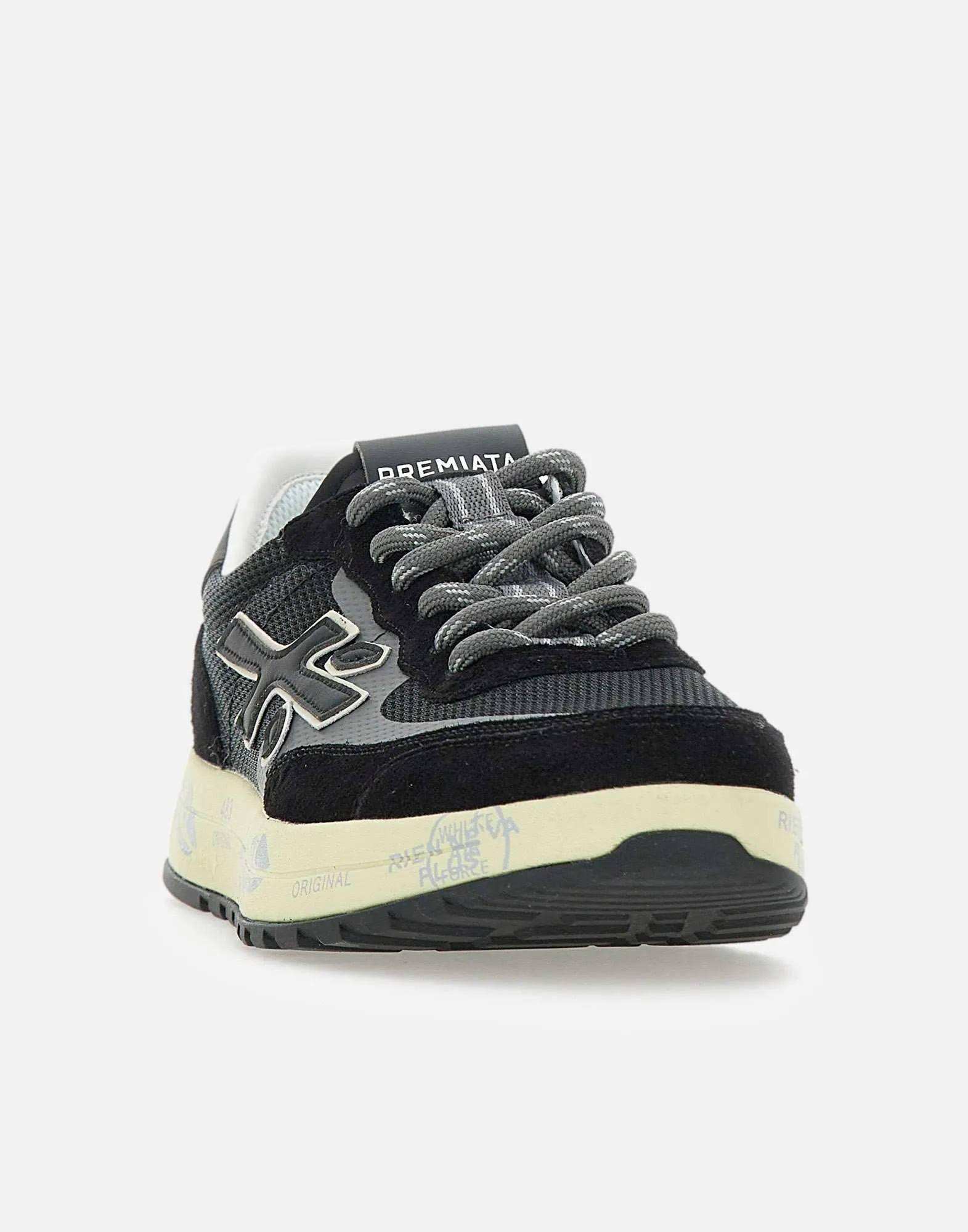 Premiata Nous7230 Black Mesh Suede Sneakers