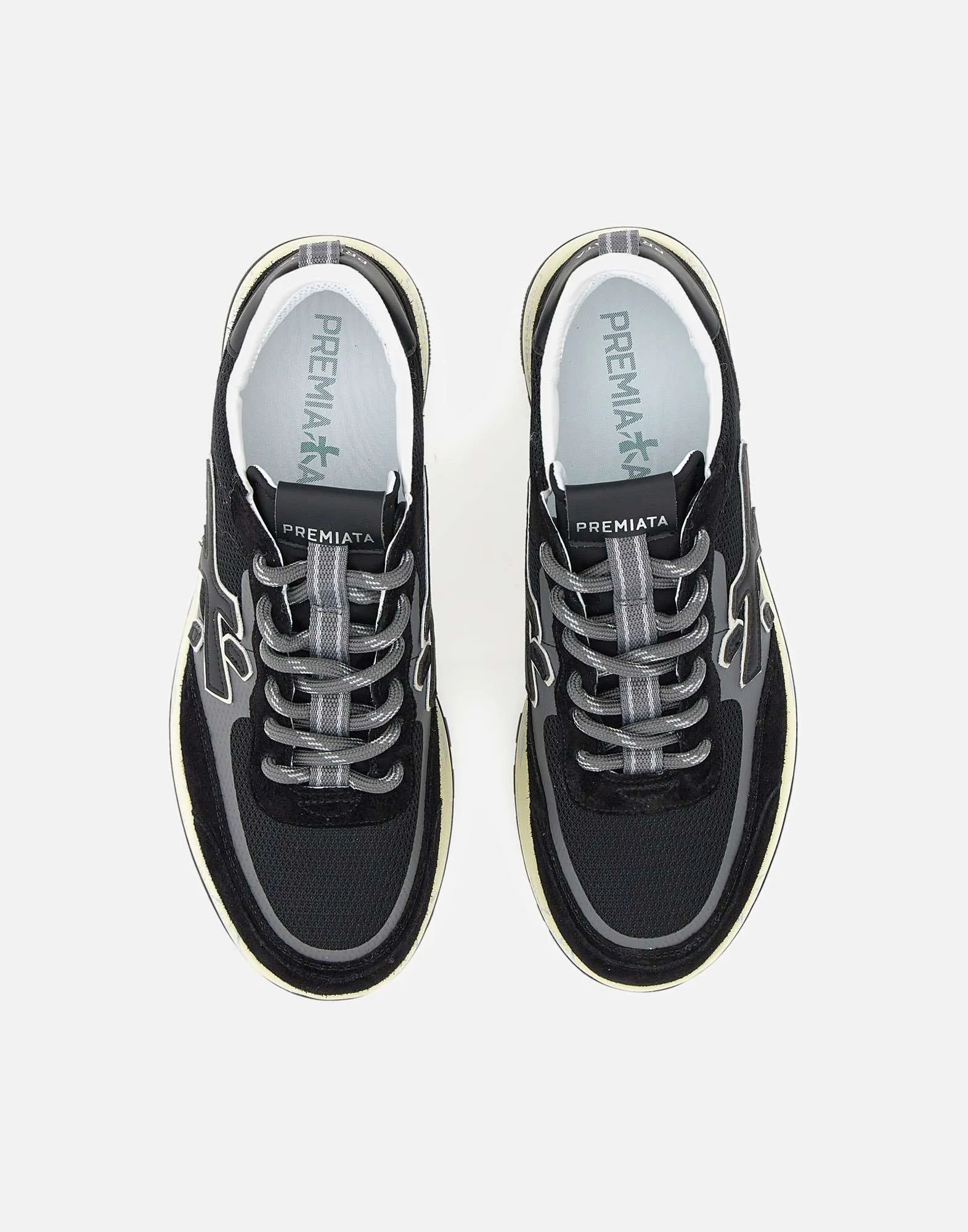 Premiata Nous7230 Black Mesh Suede Sneakers