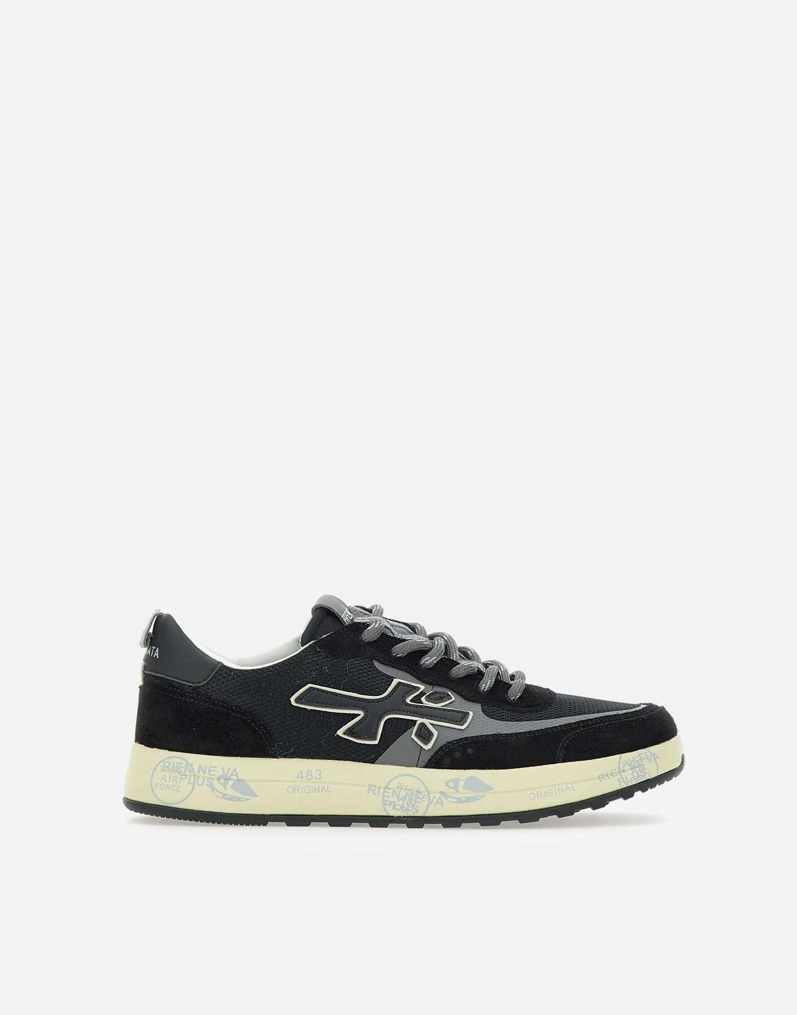 Premiata Nous7230 Black Mesh Suede Sneakers