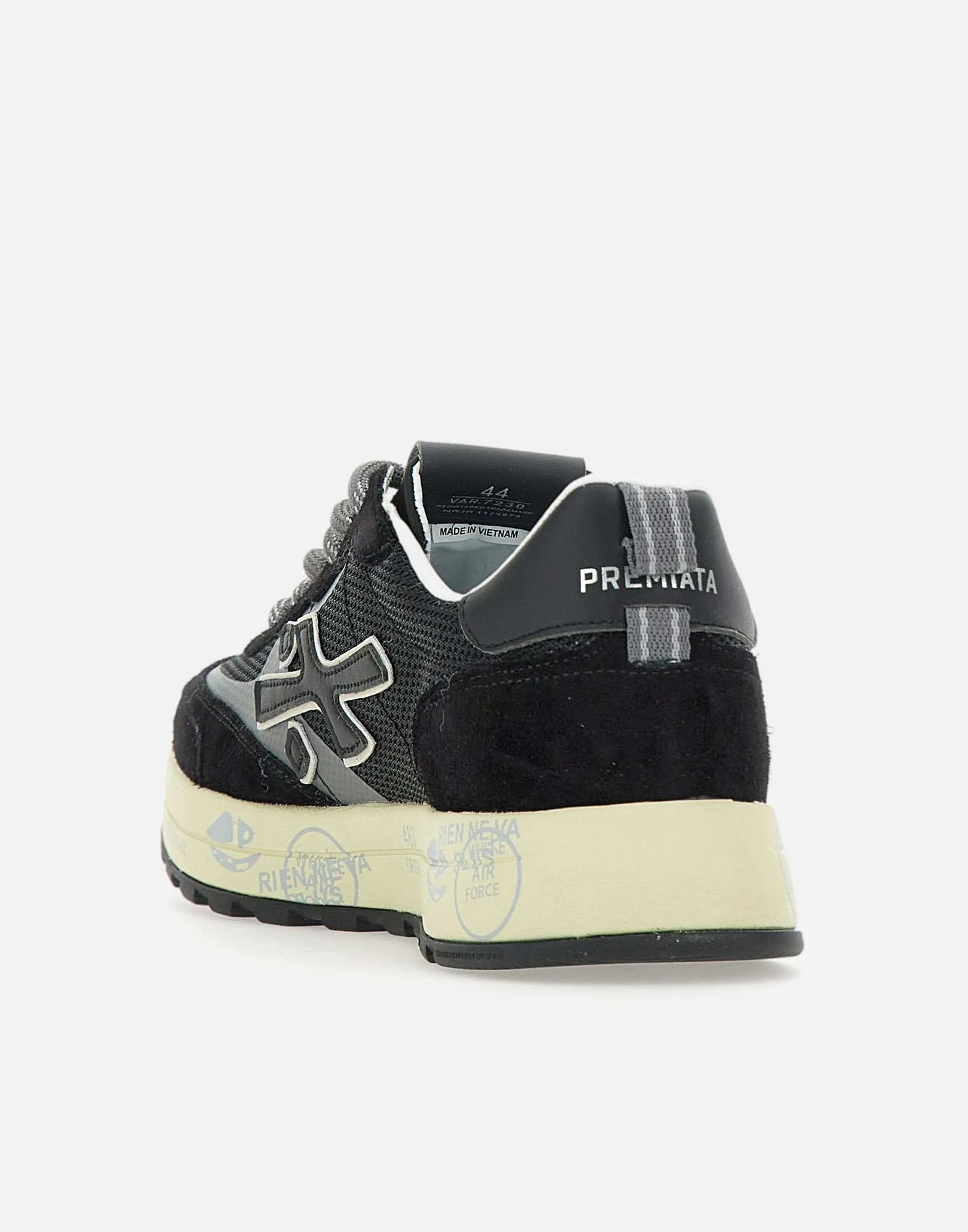 Premiata Nous7230 Black Mesh Suede Sneakers