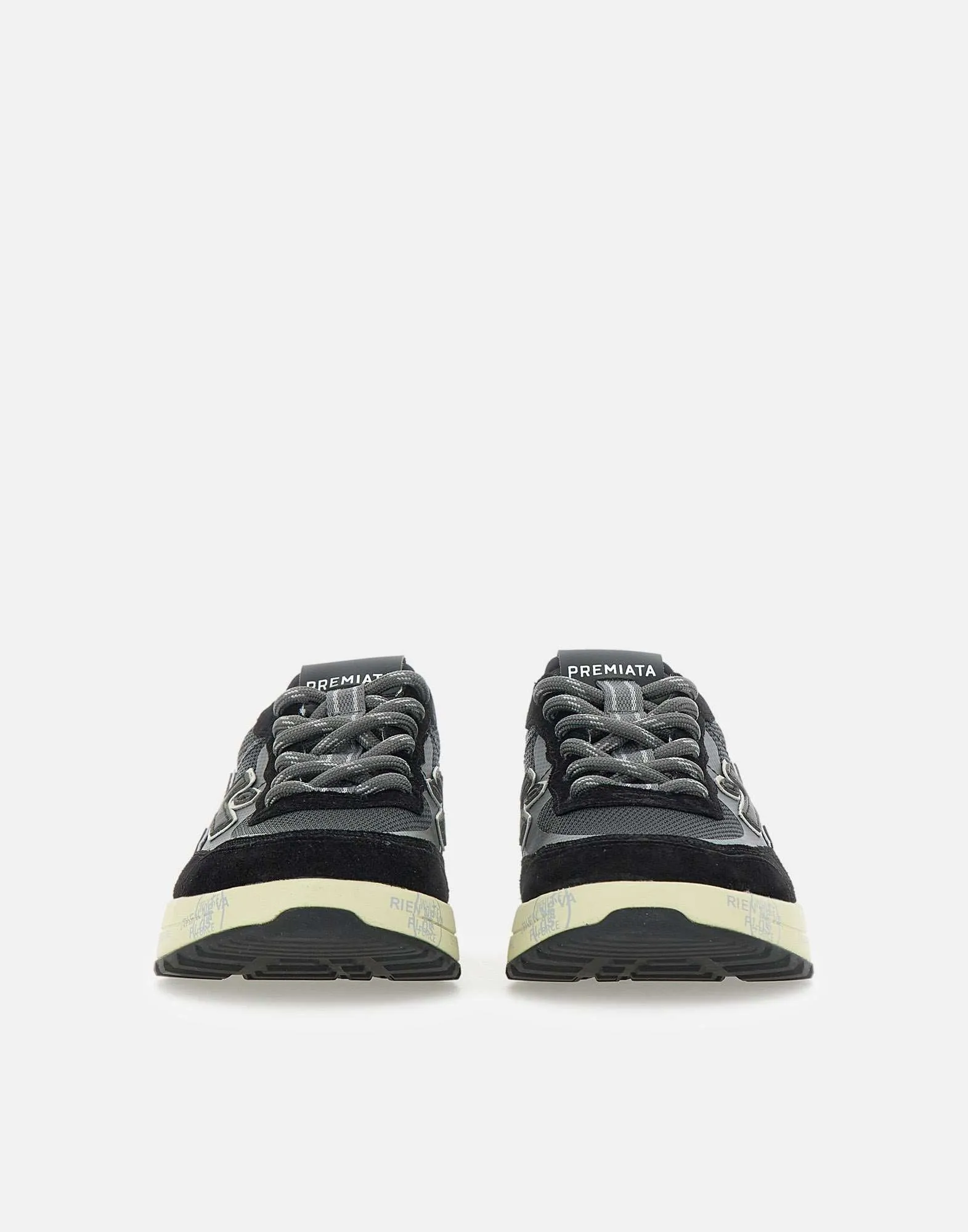 Premiata Nous7230 Black Mesh Suede Sneakers