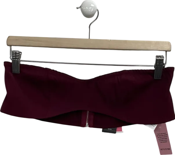 PrettyLittleThing Red Burgundy Woven Tailored Woven Bandeau UK 10