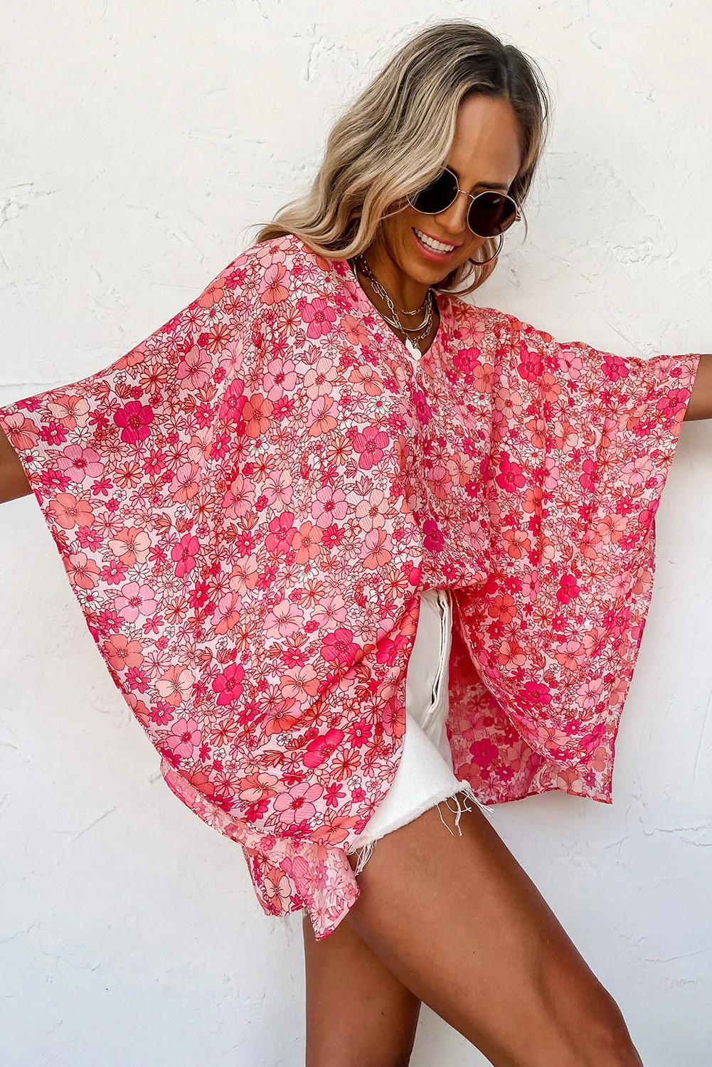 "Boho Pinky" Kimono Top