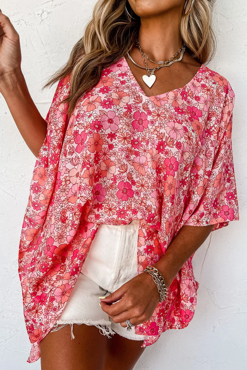 "Boho Pinky" Kimono Top