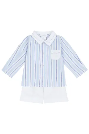 "Zachary" Blue Striped Shirt & Shorts