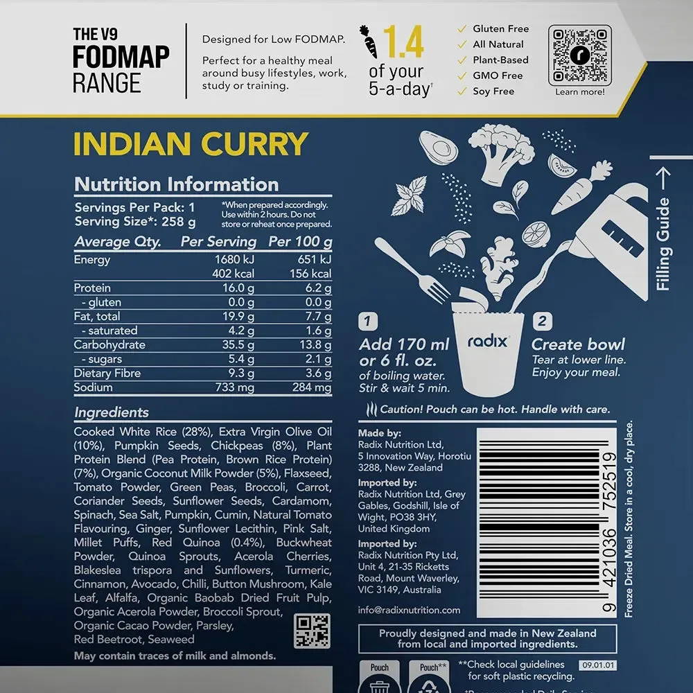 Radix Nutrition FODMAP Meals - 400 Kcal