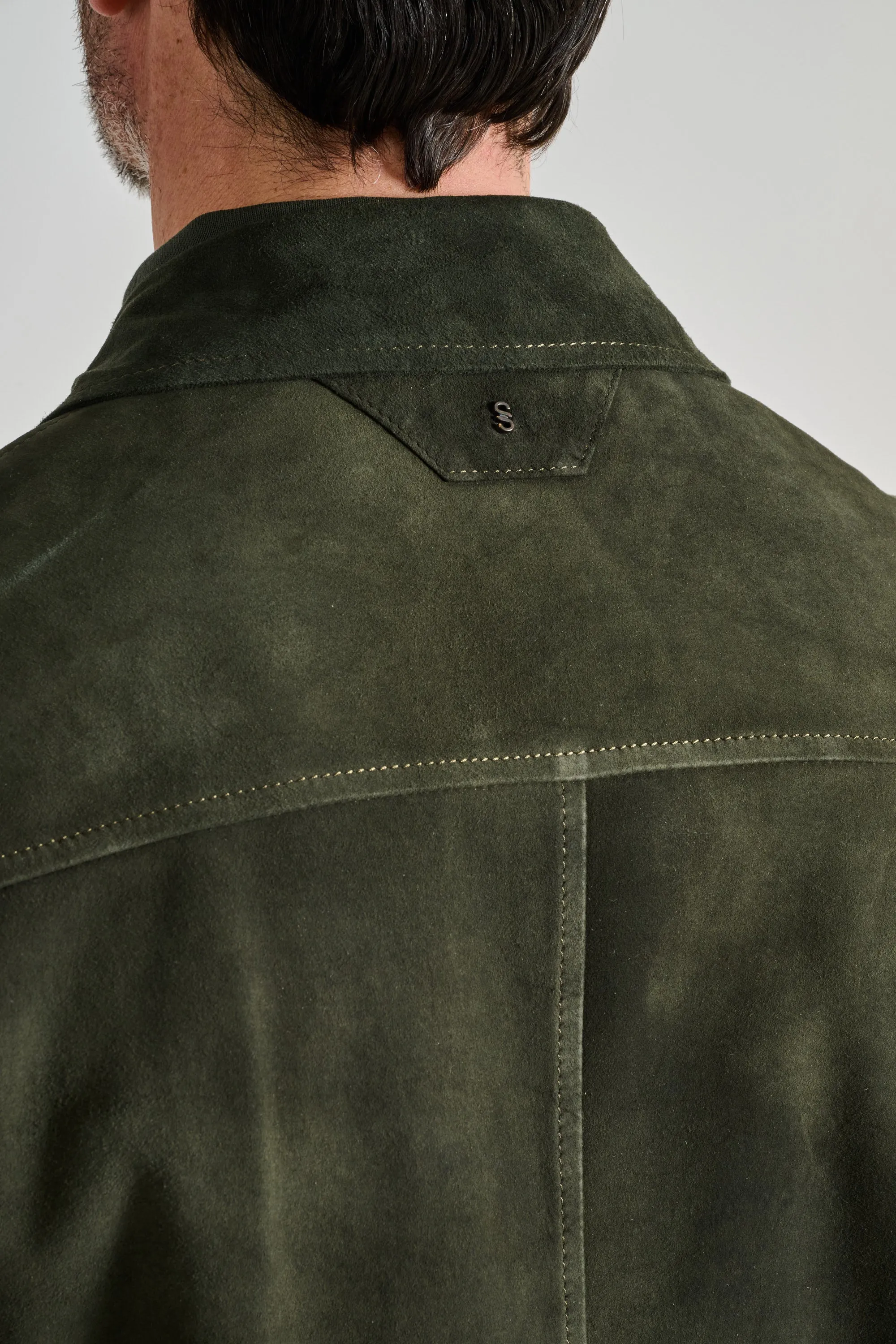 Salvatore Santoro Bomber Pelle Verde Uomo