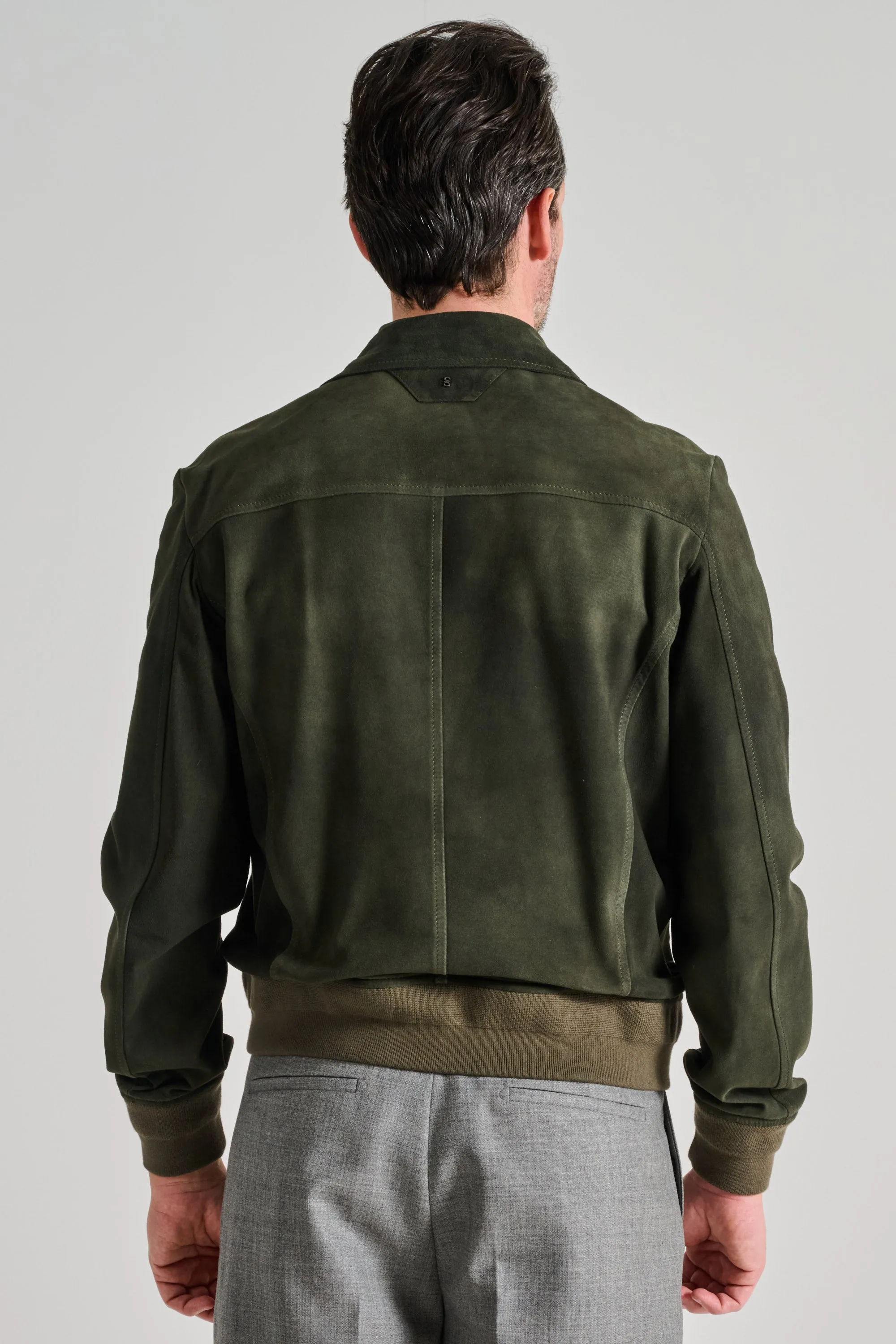 Salvatore Santoro Bomber Pelle Verde Uomo