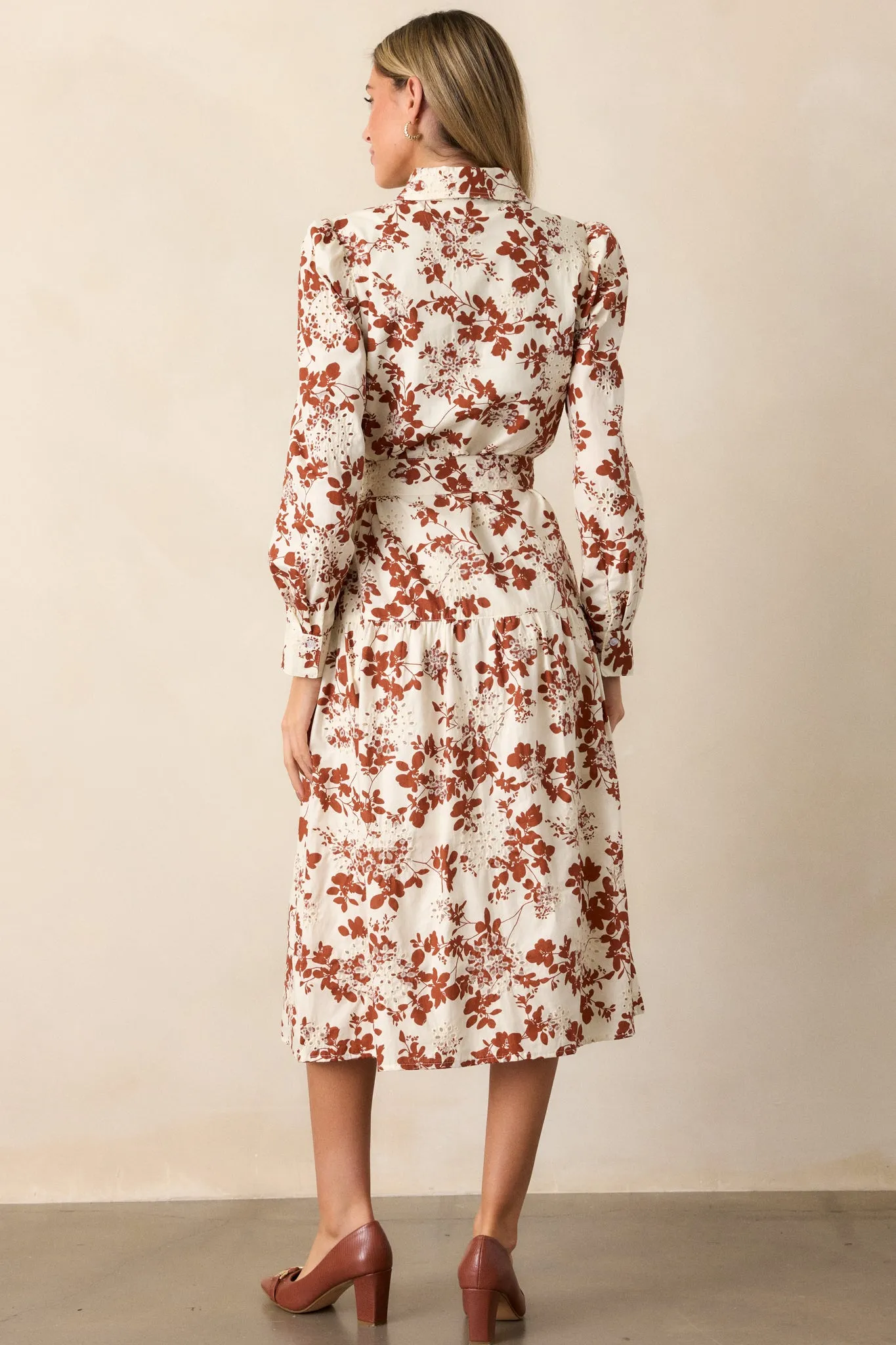Savor the Season 100% Cotton Ivory Long Sleeve Midi Dress