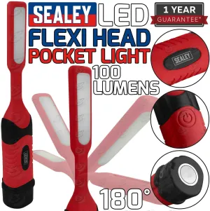 SEALEY SMD LED FLEXIBLE MAGNETIC POCKET INSPECTION TORCH ( RED )