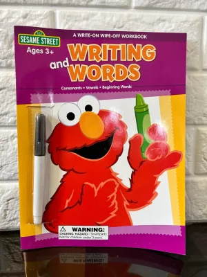 Sesame Street Writing & Words Write-On Wipe-Off Workbook (1 2 3 Sesame Street) - Durable Soft Cover