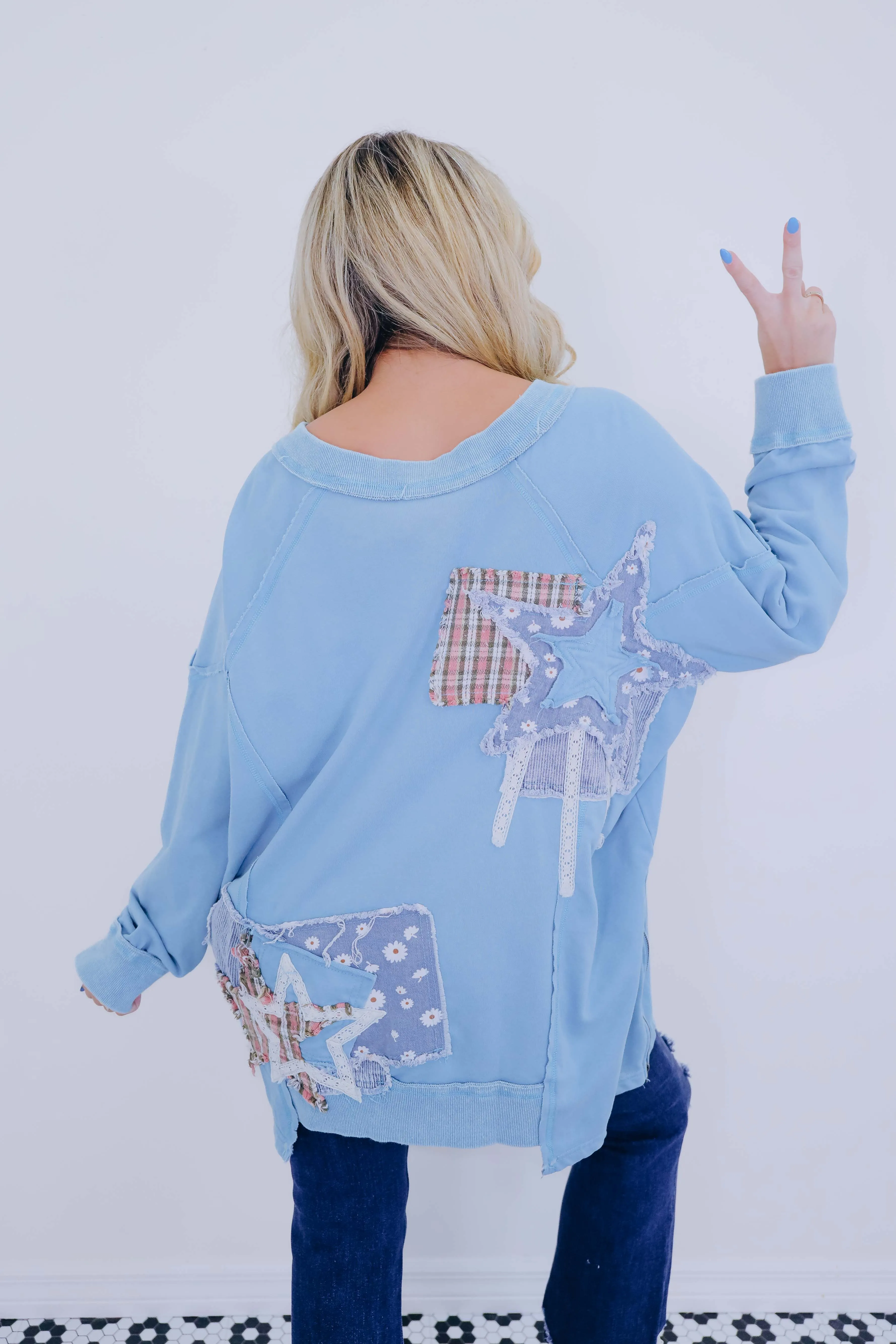 Shake It Up Star Patchwork Sweatshirt - 2 Colors
