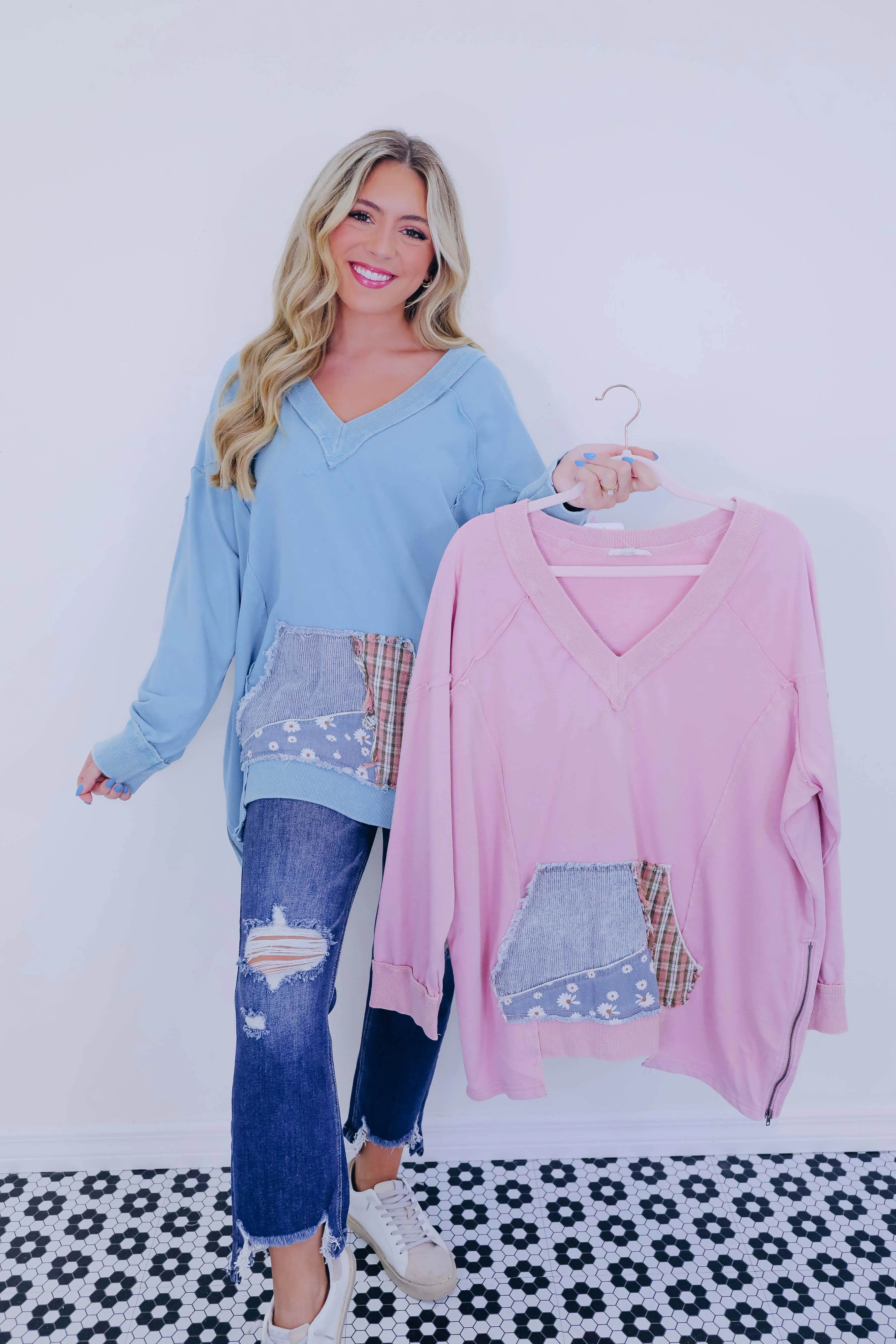 Shake It Up Star Patchwork Sweatshirt - 2 Colors
