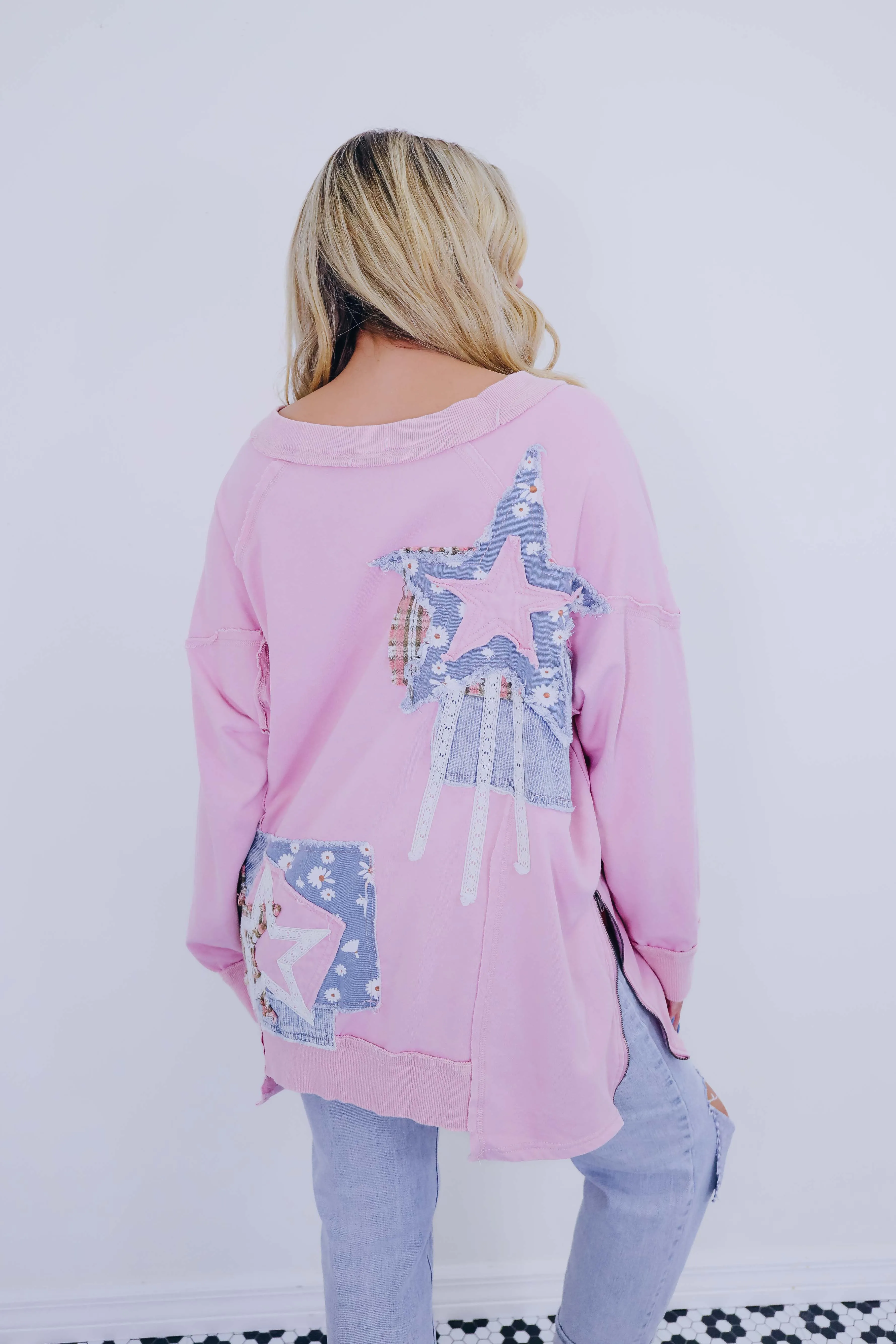 Shake It Up Star Patchwork Sweatshirt - 2 Colors