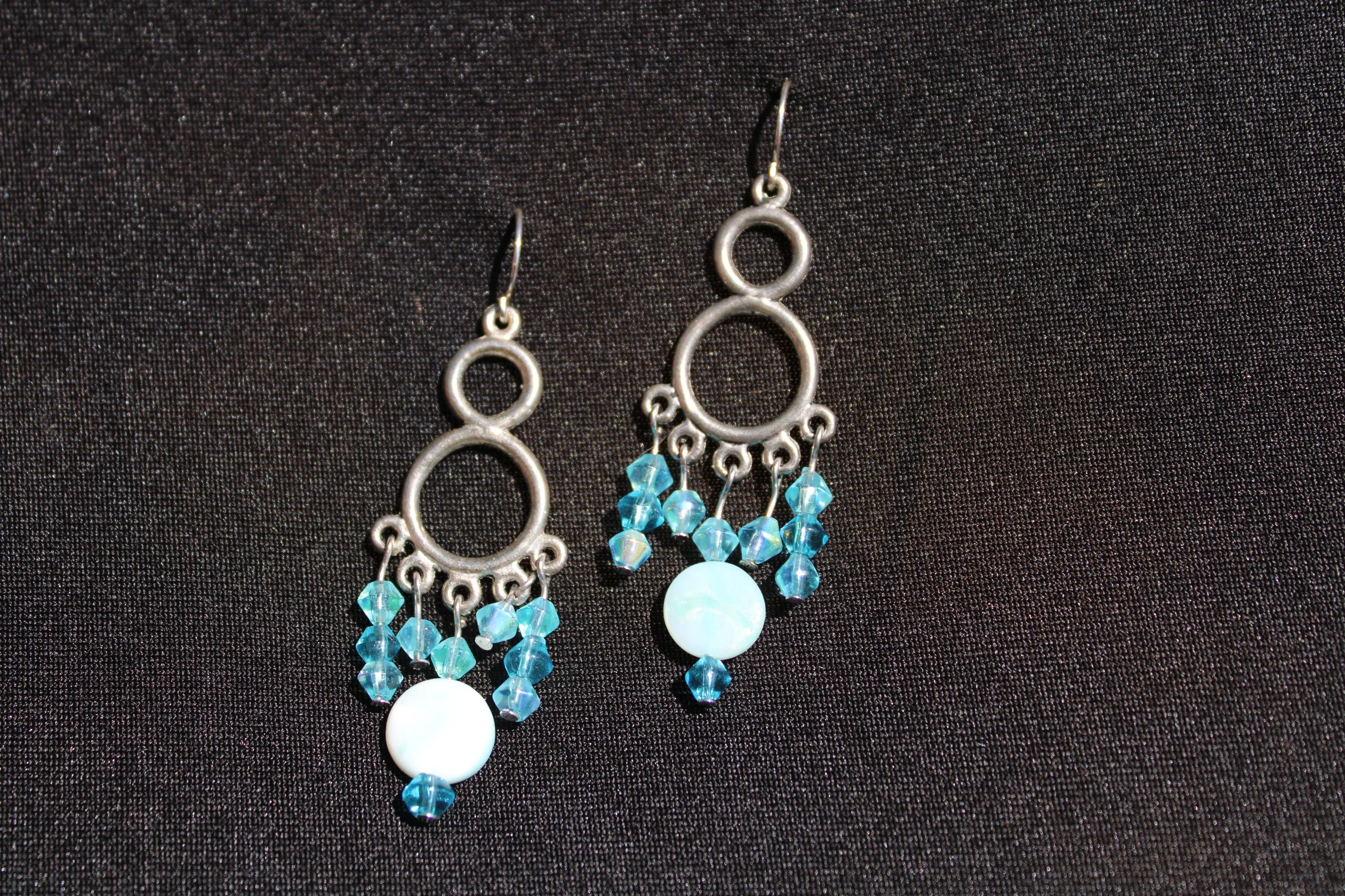 Silver & Light Blue Chandelier Earrings