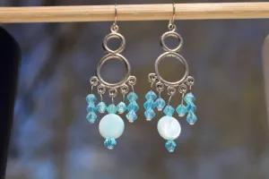 Silver & Light Blue Chandelier Earrings