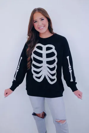 Skeleton Sequin Embellished Sweatshirt- 2 Colors