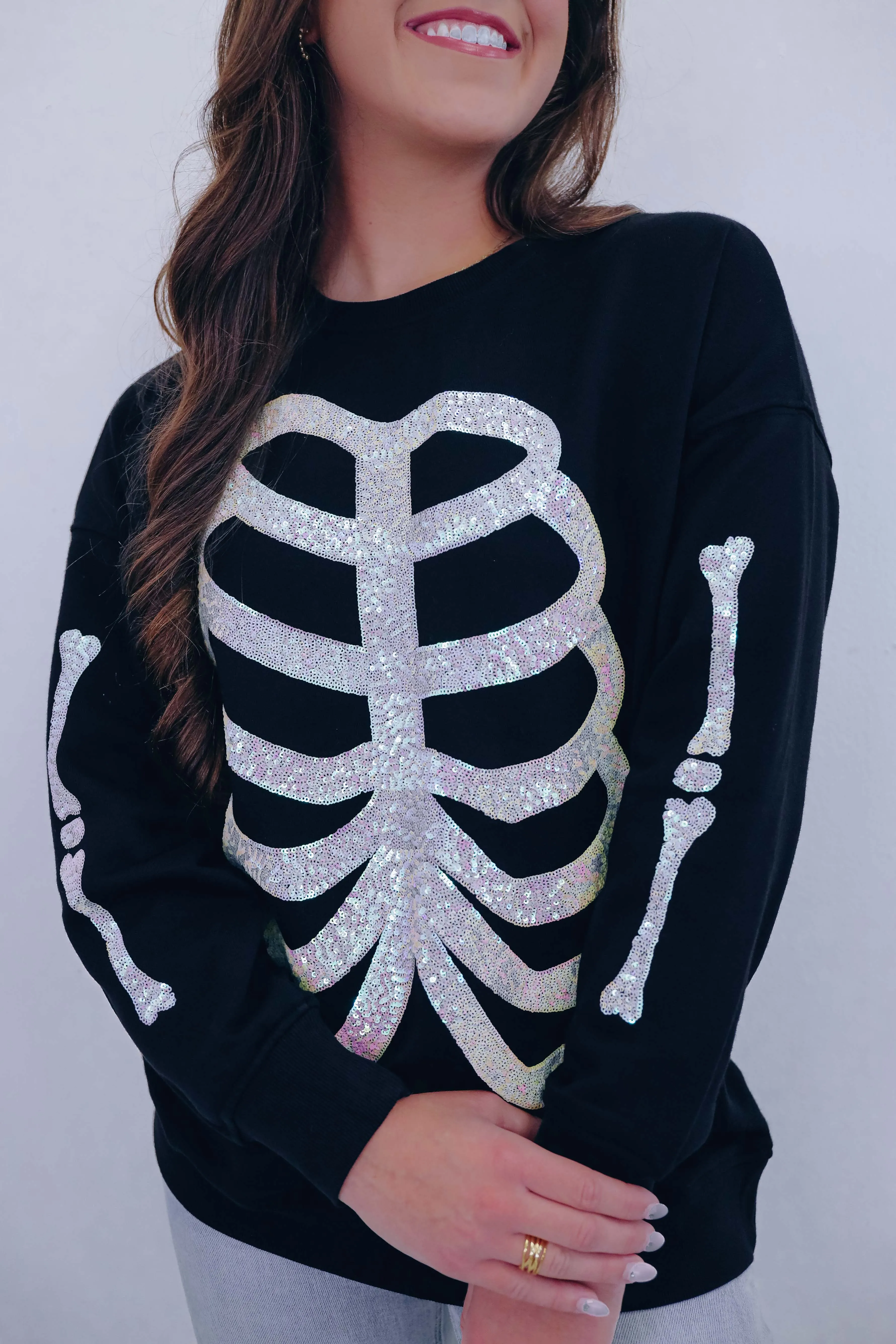 Skeleton Sequin Embellished Sweatshirt- 2 Colors
